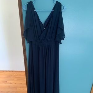 Floor length navy dress